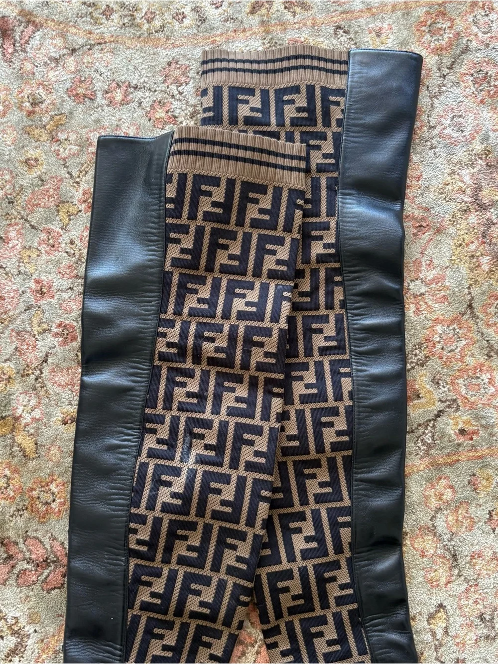 Fendi FF Zucca Over-the-Knee Logo Stretch Boots Size 38
